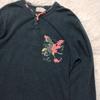 Used Karakuri Tamashii Dragon Japanese Pattern Long Sleeve T-shirt L Black Peony Floral Embroidery Japanese Style Long Tee