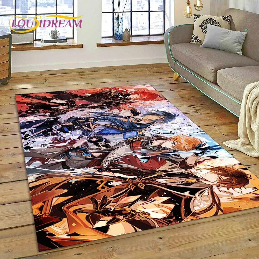 Latest Genshin Impact Cartoon Game Carpet Rug for Bedroom Living Room Home Sofa Decoration,Children Game Large Decor Floor Mat