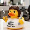 Resin Duck Statue Barber Figurine with Scissors and Comb, Yellow for Salon Decor, Handmade Hair Stylist Gift Creative Hairdresser Gift, Funny