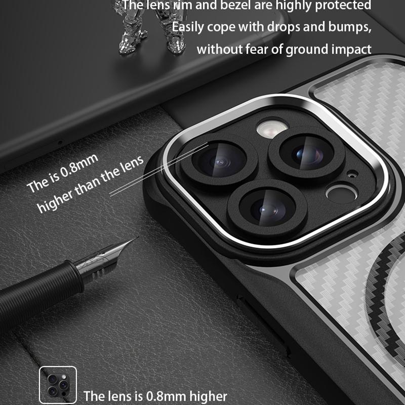 KEYSION Stoßfeste Hülle für MagSafe für iPhone 16 Pro Max 16 Plus 15 14 Pro Kameraschutz Telefonabdeckung mit Kohlefaserstruktur