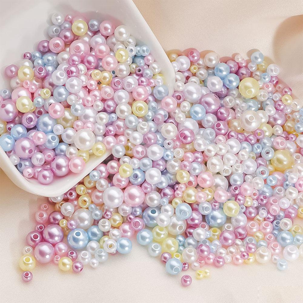 150pcs Acrylic Beads ABS Imitation Pearl Loose Round DIY Beads for Jewelry Making Bracelet Chain Trims DIY Crafting Scrapbooking