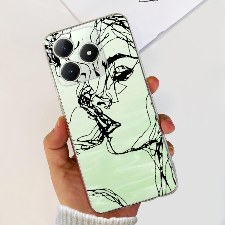 For Realme C63 4G 2024 Case RMX3939 Cover Cute Love Heart Soft Clear Silicone Protective Cases For Realme C61 4G C 61 C 63 Funda