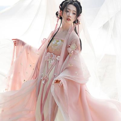 ורוד Hanfu סיני טאנג שושלת סגנון בגדי נשים חליפת אלמנטים טריים האן