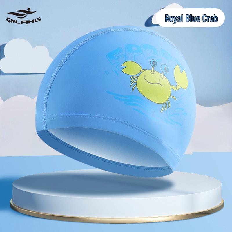 Kids' Cartoon Swim Cap with Waterproof Ear Protection & High Elasticity - Comfortable PU Cap for Boys & Girls, Customizable Logo Available.