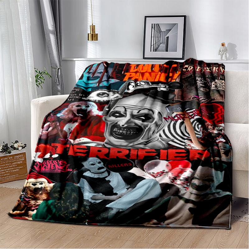 29 Styl Terrifier 3 Horrorowy Clown Film Film Kreskówka Miękkie Kocyki, Koc Piknikowy Wygodny Koc na Piknik Łóżka Kanapę Dom