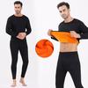 2 ks/sada Unisex sada zimního teplého spodního prádla s kulatým výstřihem Slim Fit Dlouhý rukáv Jednobarevná Tlustá fleecová podšívka Měkká elastická Sportovní základní vrstva Pyžamová sada