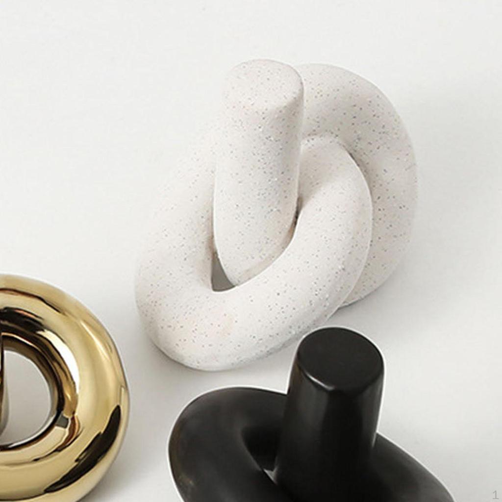 Statue Céramique Abstraite Moderne Blanc Et Or – Élégante Décoration Intérieure Pour Salon, Chambre Ou Bureau