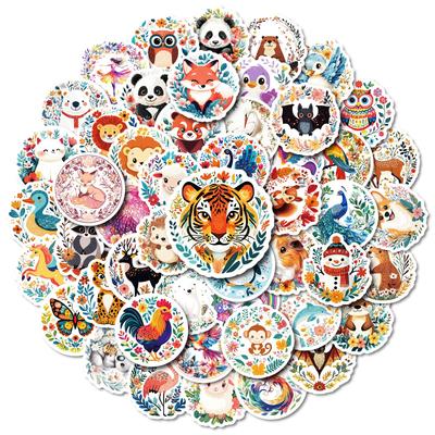 50 handgezeichnete Cartoon-Dschungeltiere Mix-and-Match Doodle-Sticker Wasserdichte Sticker Dekorative Skateboard-Wasserbecher