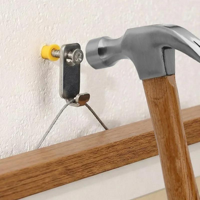 20/2Set Wall Mount Picture Frames Hooks with Screws Stainless Steel Photo Mirror Hanging Hanger Bag Clothes Holder J-Shaped Hook