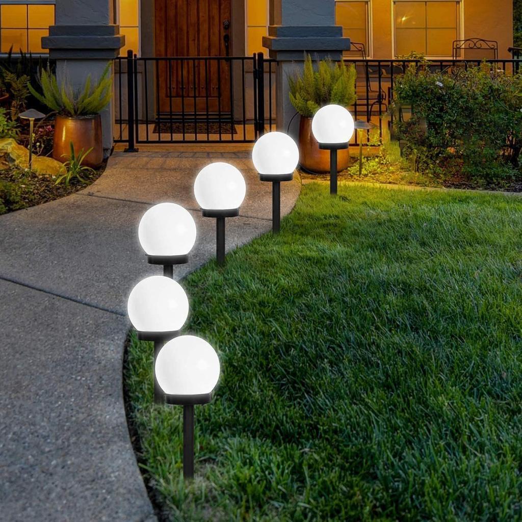 10cm White Solar Garden Ball Light - Waterproof Outdoor Landscape Decoration