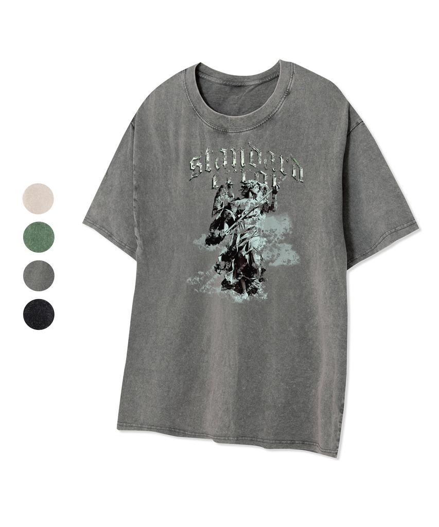STANDARDERROR 87-Stan325 Heavenly Guard Crack Pigment Short Sleeve T-Shirt (4 Colors)