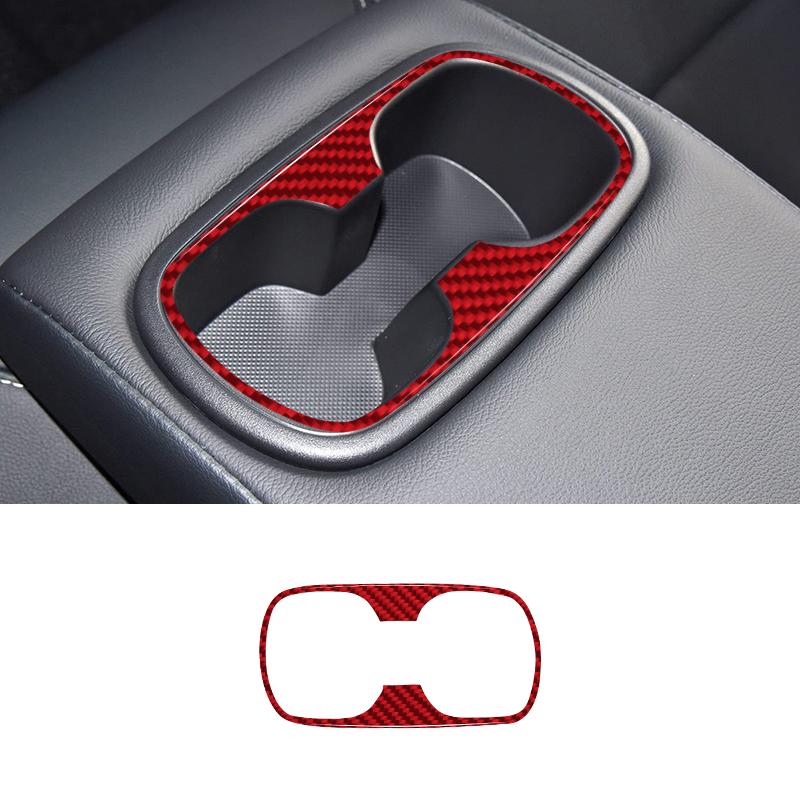 1PC Real Carbon Fiber Car Rear Seat Water Cup Holder Frame Decoration Sticker For Toyota Corolla 2019-2023 Interior Accessories