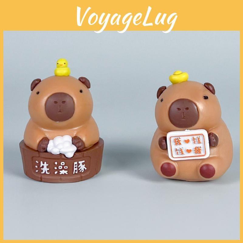 Cartoon Bath Cute Capybara Mini Model Ornament Set For Decoration Desktop