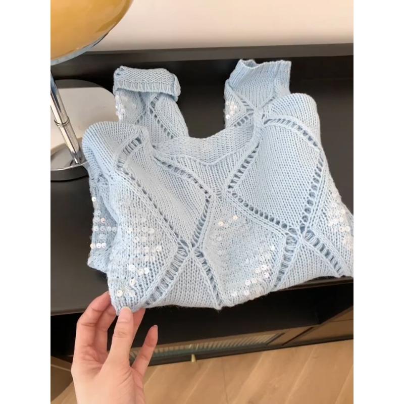 Knitted sweater women's autumn new design sense fashionable versatile and thin top