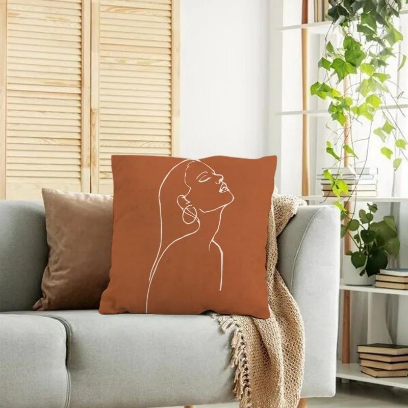 Nordic Abstract Linen Pillowcase Home Sofa Bedside Cushion Pillowcase 45x45cm Home Fashion Art Painting Printed Pillow Case