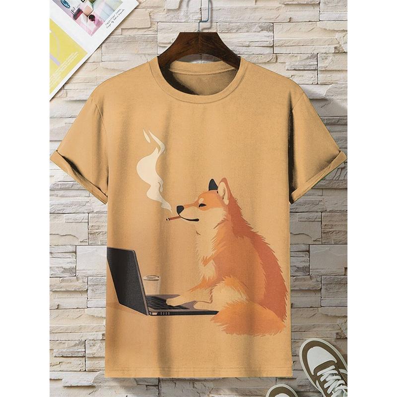 Funny Men Casual Animal T-shirt Street Trend Harajuku Short Sleeve Round Neck T Shirts Humour Animals Graphic Summer Men's Tee