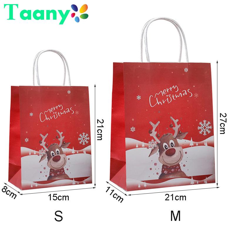 Christmas Kraft Paper Bag Cartoon Candy Packaging Bag Christmas Eve Gift Handbag Santa Claus Snowman Gift Portable Paper Bags