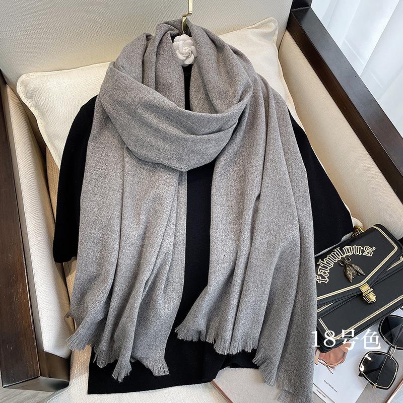 New Autumn And Winter Classic Solid Color Warm Scarf For Women, Fashionable Imitation Cashmere, Thickened Student Scarf, Dual-Use Shawl
