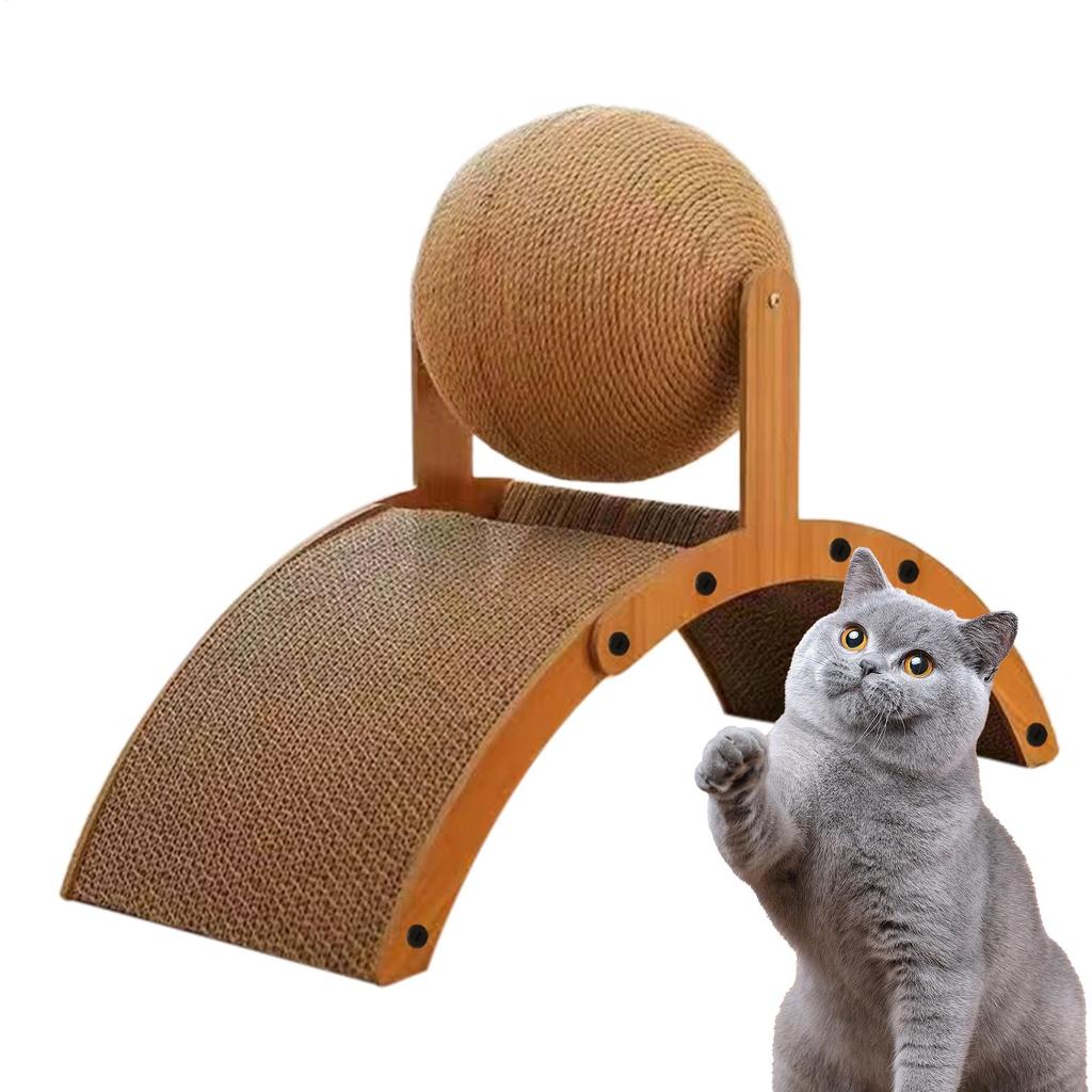 Kratzbaum für Katzen Verschleißfester Krallenschärfer Vertikaler Kratzer mit Wellpappe-Basis Interaktives Kätzchenspielzeug für Mehrkatzenhaushalte