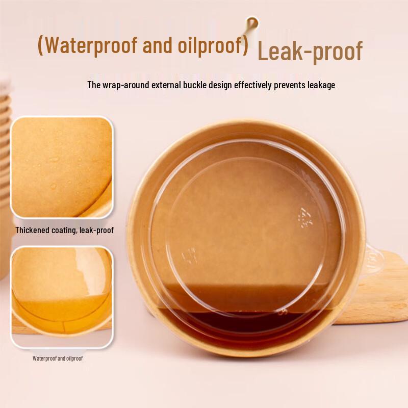Disposable Kraft Paper Soup Bowl with Lid