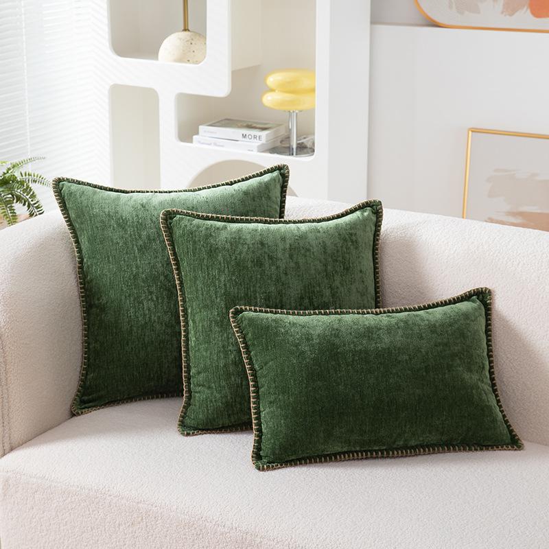

Fashion Nordic Simple Green Chenille Pillowcase Hemp Rope Woven Living Room Sofa Pillow Bedroom Bedside Pillow Cushion 30X50cm армия зеленый