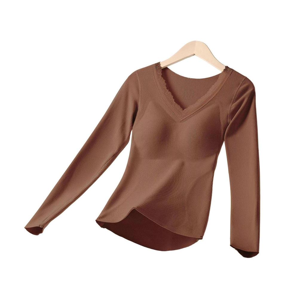 2025 Stylish Cashmere Wool & Silk Warm Base Layer with Built-in Bra Pads