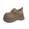 Leather Platform Women's Spring New Small Height Increase Casual Velcro Loafers