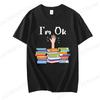 Unisex Funny Book Print Tshirt Girl Short Sleeve Crew Neck Casual Top for Summer  Spring Im Ok Bookish Reading Unisex Clothing