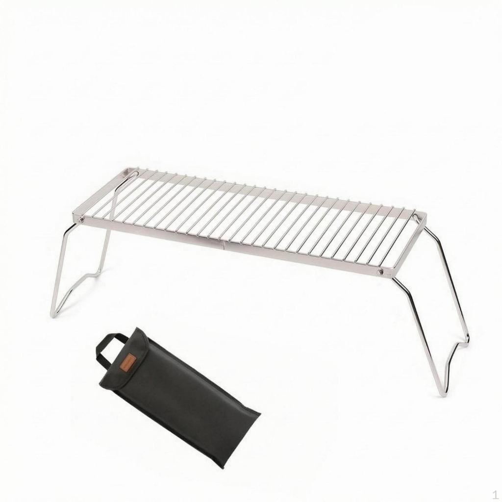 Camping Cooker Stand Slatted Top Folding Cooktop Wire Legs Portable Bracket