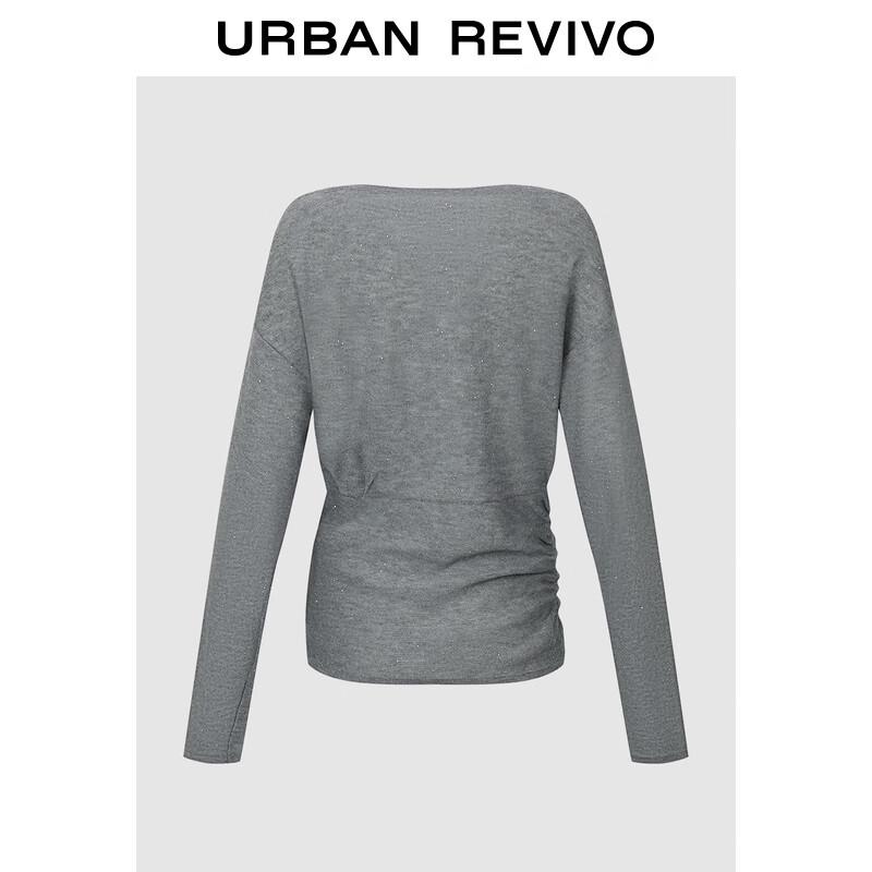 UR Women's Sequin Off-Shoulder Pleated Knit Sweater