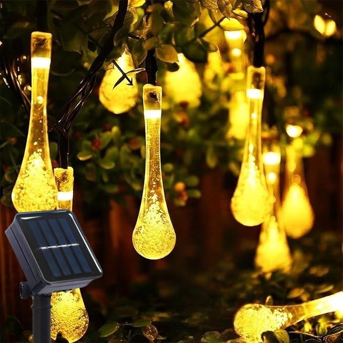 

Solar Powered Water Drop String Lights LED Raindrop Fairy Lights Outdoor for Garden Yard Patio Christmas Wedding Birthday Decor 5M 20LEDs