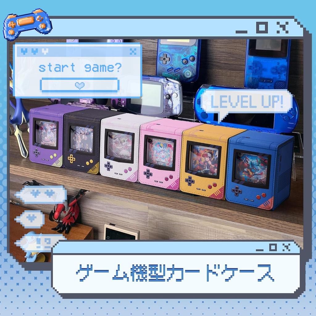 Game Console Deck Trading Card Display Holds 100 Vertical Two Cute Case, Case, Window, Cards, Double/Triple Sleeves, Storage, Dividers, Leather,