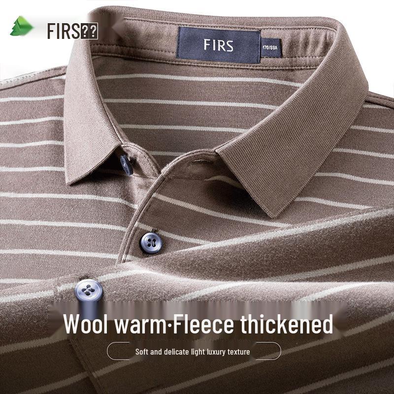 Shanshan Men s Wool Blend Striped Polo Long Sleeve T-Shirt XL