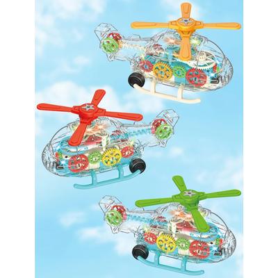 Children's Universal Wheel 360 Degrees Rotate Transparent Airplane with Music Light Model Toys Gift