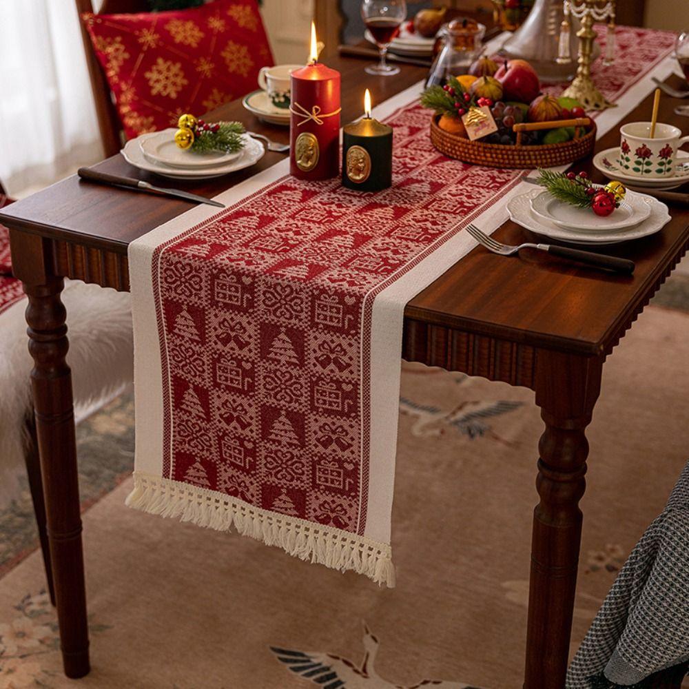 Rectangle Christmas Table Runner Red Elks Tablecloth Durable Table Cover  Coffee Table