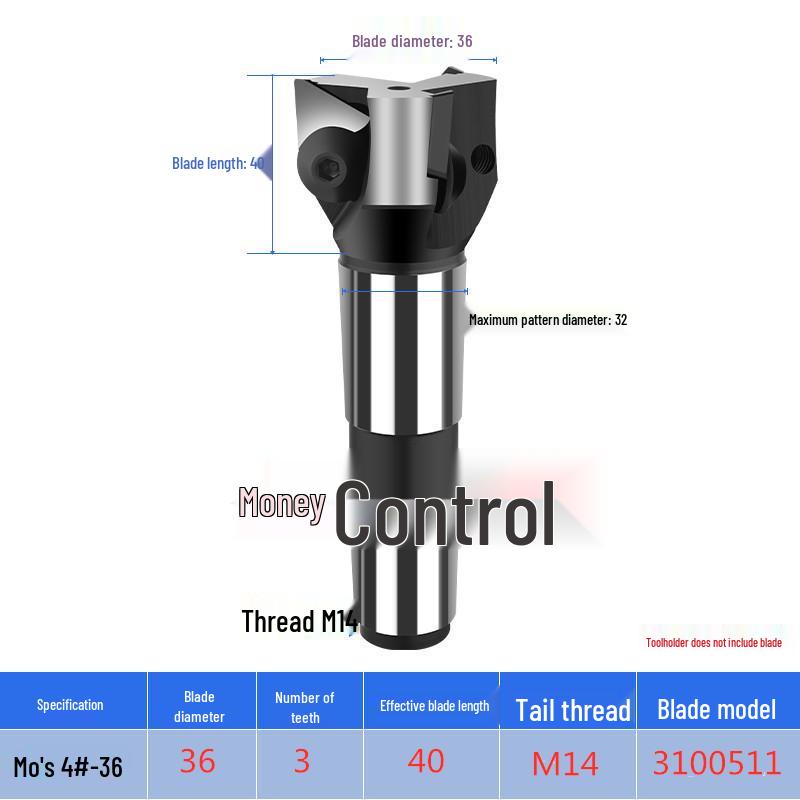 Triangular Right-Angle Face Milling Cutter, Interchangeable Head, Morse 3# 4# Straight/R8 Shank, 90° Triangular Insert.