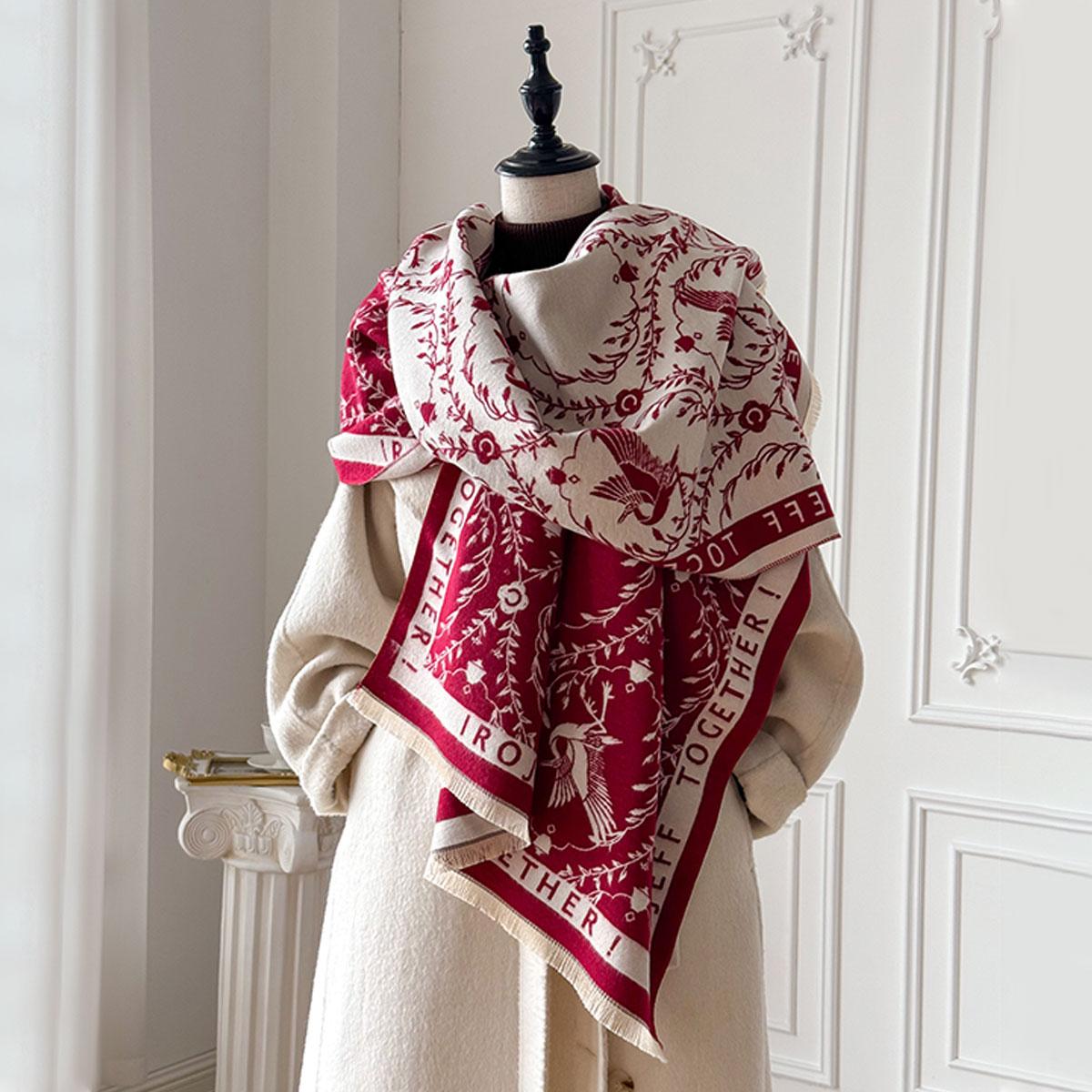 

New Women s Fashion Brand Cashmere Scarf Luxury Autumn Winter Warm Two-Sided Jacquard Printed Pashmina Shawls Bufanda