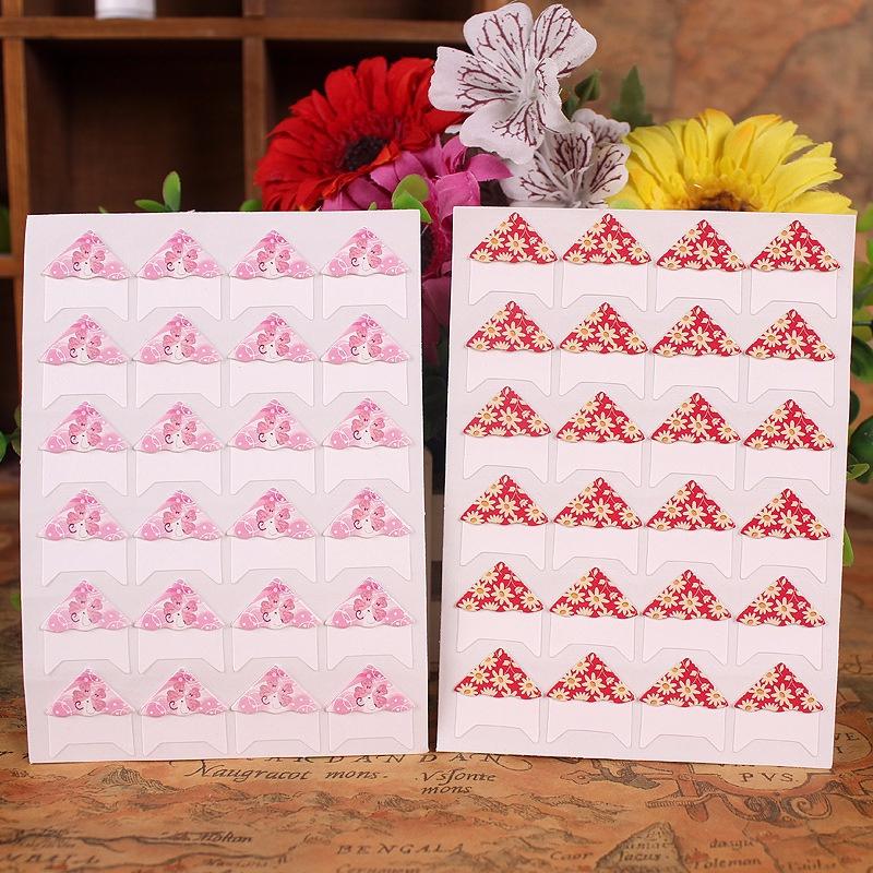 DIY Floral Print Corner Paper Stickers for Photo Albums Handwork Frame Decoration Scrapbooking