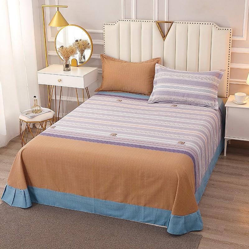 Vintage Geometric Pattern Bed Sheet Set 100% Cotton Luxury Classic Bedspread with 2 Pillowcases Queen King Size Bedding Set