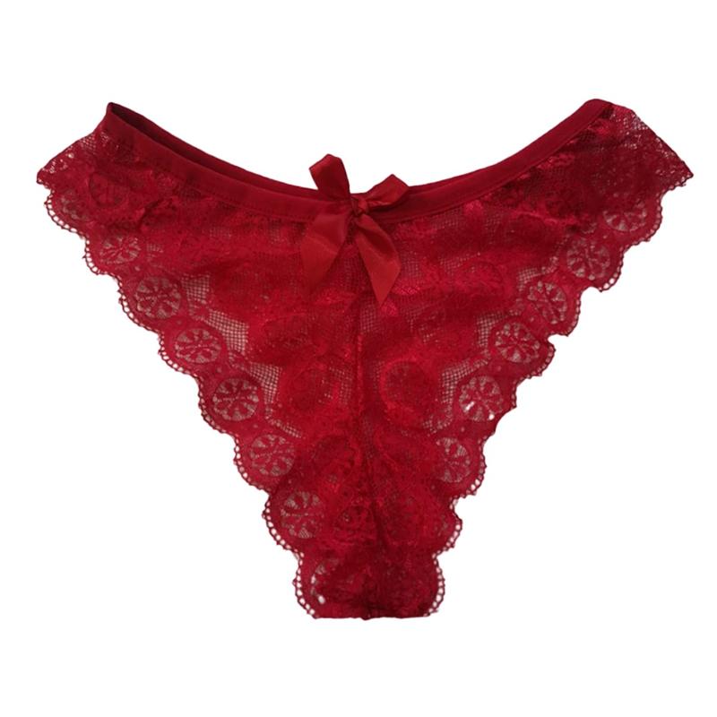 Women Sexy Lace Bow Panties Low Waist Brief