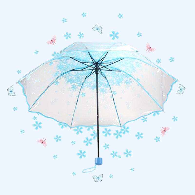 Fashion Anti-UV Sun/Rain Umbrella Transparent Clear Umbrella Cherry Blossom Mushroom Apollo Sakura 3 Fold Umbrella Rain Gear