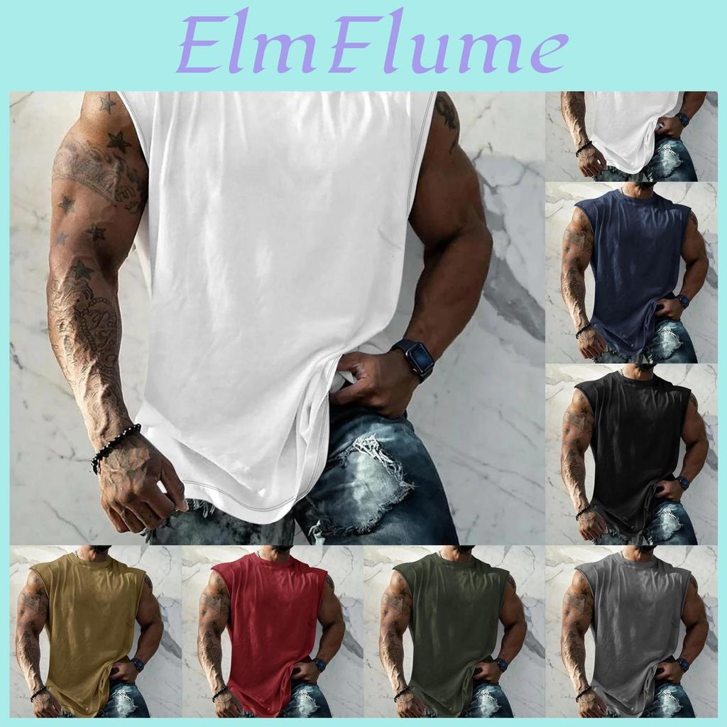 Summer Printed Mens Solid Color Sweatabsorbing Breathable Shoulder Expanding Sleeveless Vest