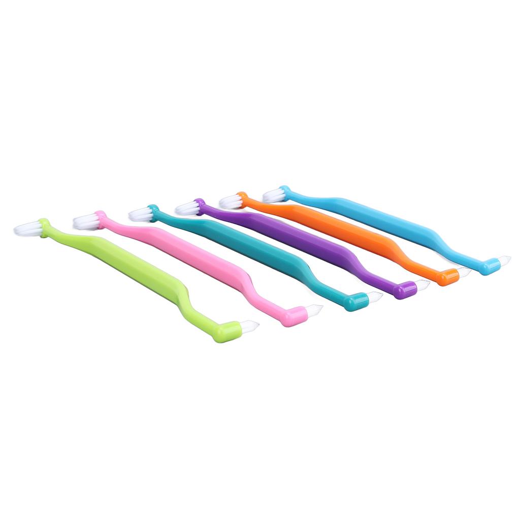 12Pcs Double Sided Cat Toothbrush Efficient Curved Handle Elastic Bristles Cat Teeth Cleaning Brush for Kitten Small Pet
