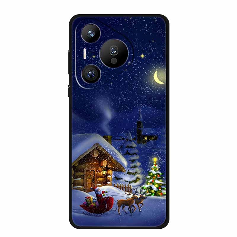 Christmas Phone Cases For Huawei Pura 70 Ultra/ 70 Pro/ 70 Pro Plus/70 5G Cases Black Silicone Soft Santa Claus TPU Bumper Funda