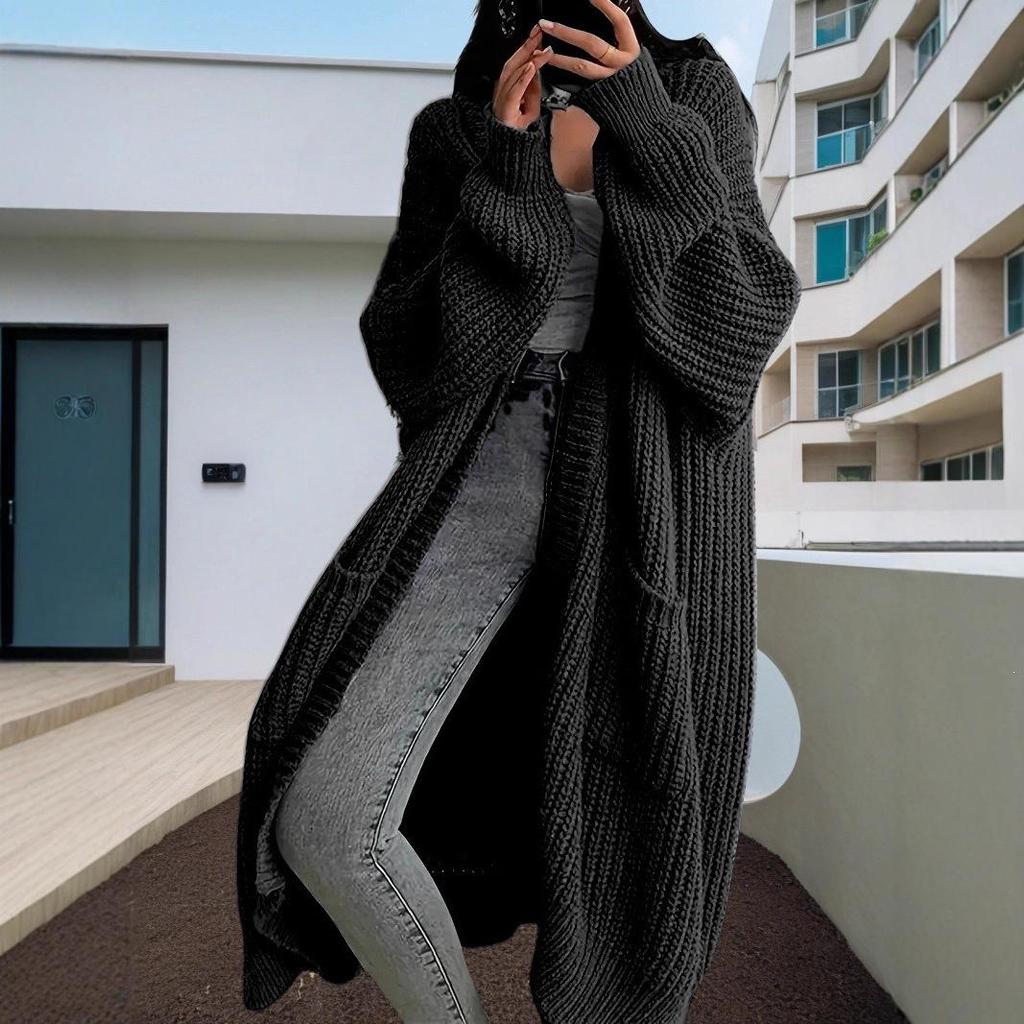 Women's Mid-Length Casual Knit Cardigan Sweater Coat for Spring/Autumn - Loose Long Sleeve Versatile Style