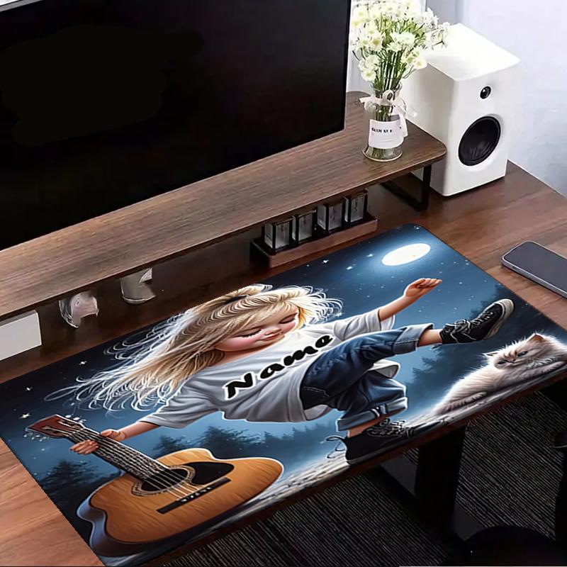 1PC Custom Name Night Sky Guitar Dreams Mouse Pad, Keyboard and Mouse Desk Pad, for Computer Notebook Birthday Gift For Any Room Or Office