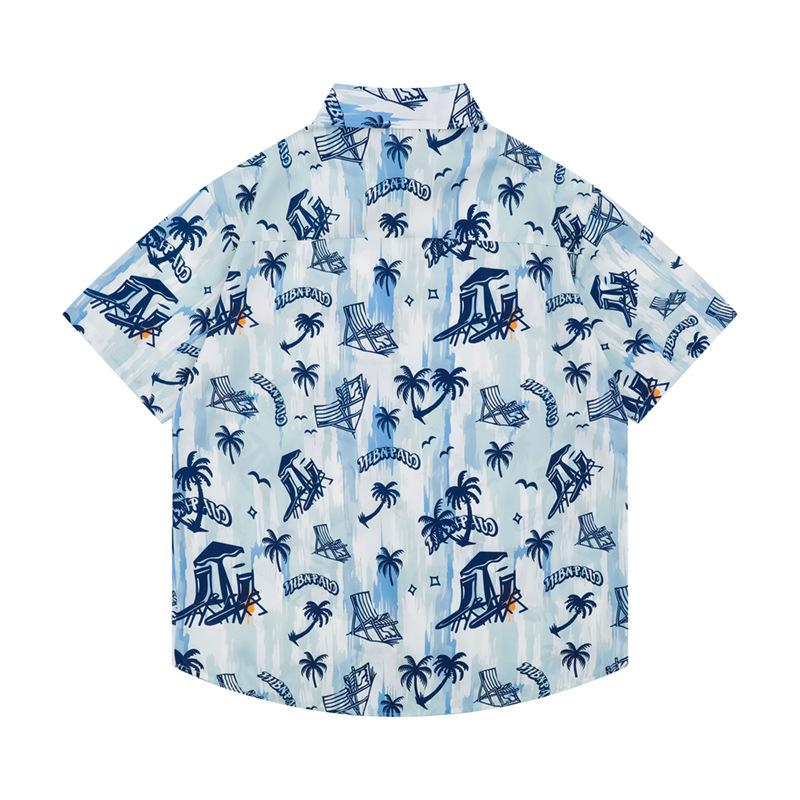 Summer Hawaiian Wear Beach Shirt Trendy Coconut Flower Shirt Men's Short Sleeves