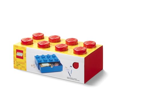 LEGO Desk Drawer, 8 Drawers, Large Size, 32 x 16 x 11.5mm, Available in 5 Colors (Red)