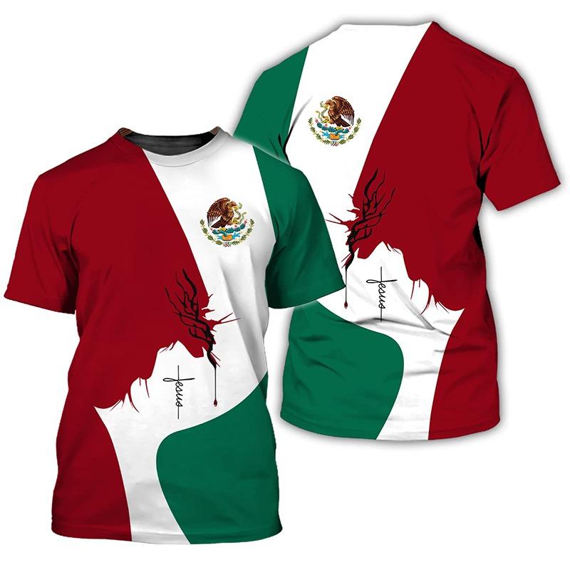 Mexico Flag Men's T-shirts for men Clothing Summer Unisex Short Sleeve Tops Fashion Tees Streetwear Harajuku T Shirt