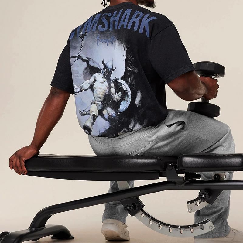 Amerikanisches Haifischmuster Herren Übergröße Kurzarm Locker sitzendes T-Shirt